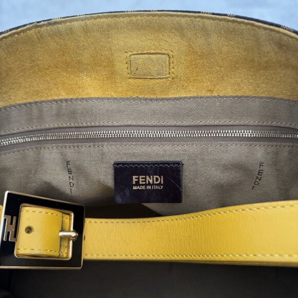 Authentic Fendi Zucca Tobacco Large Hobo Bag with Yellow Handle - Pre-Loved - Picture 12 of 16